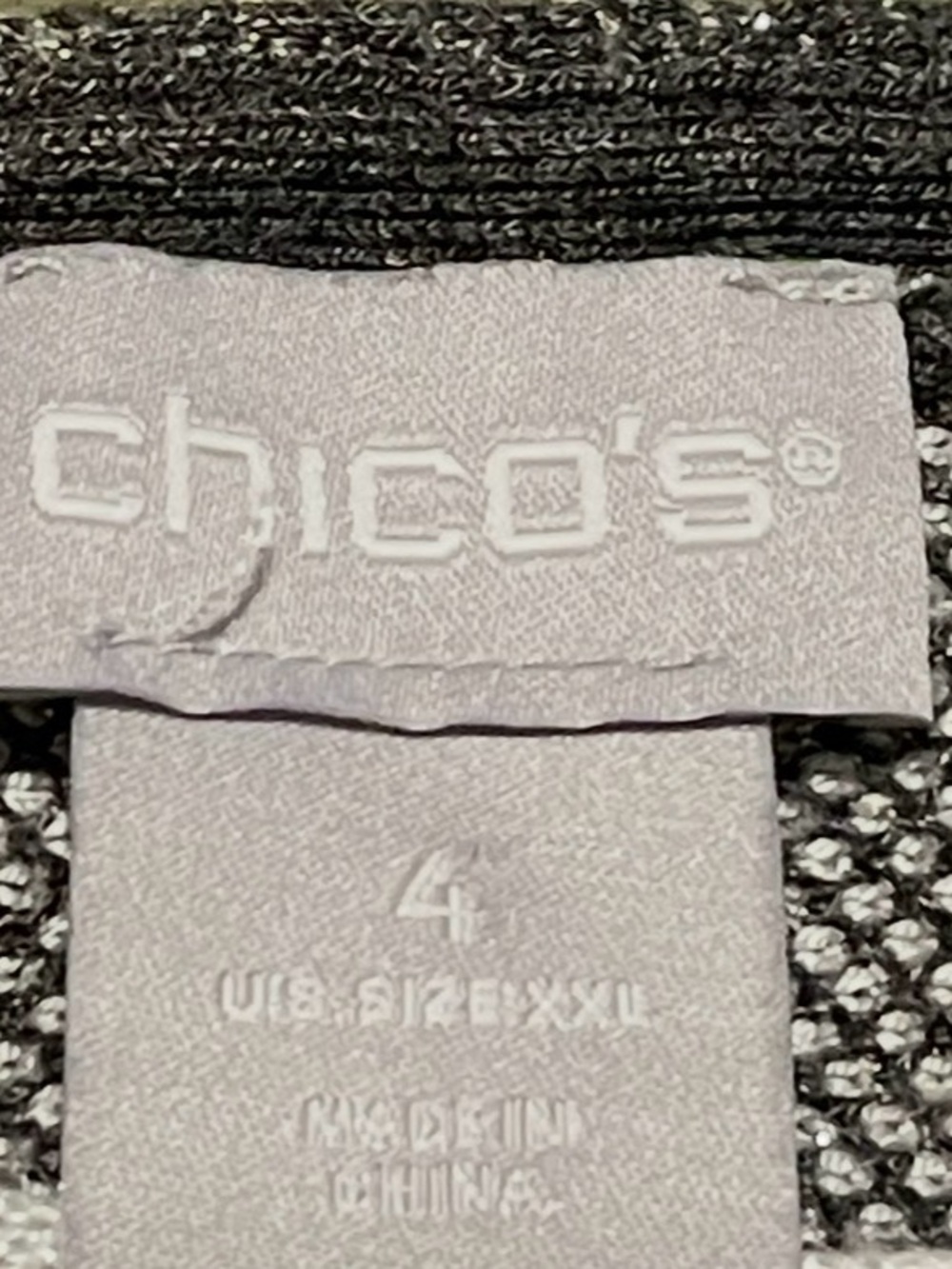 Chico's Women's XXL Textured Knit Sweater  Black, Silver and White
